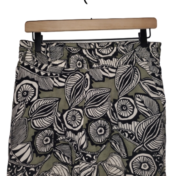 LOFT Boho Palm Leaf Lounge Pants Baggy Style Green Black Size 4 - Picture 5 of 8